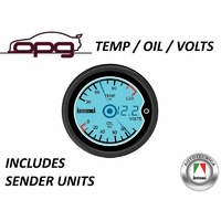 Autotecnica Performance 3 in 1 Gauge Oil Pressure & Water Temp + Volts 52mm LCD Digital