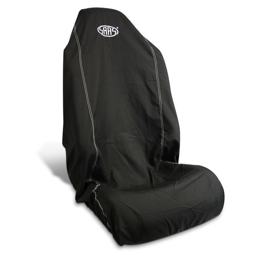 Genuine SAAS SC5011 - Seat Cover Throw Over Cover / Protector - Black with White Stitch 