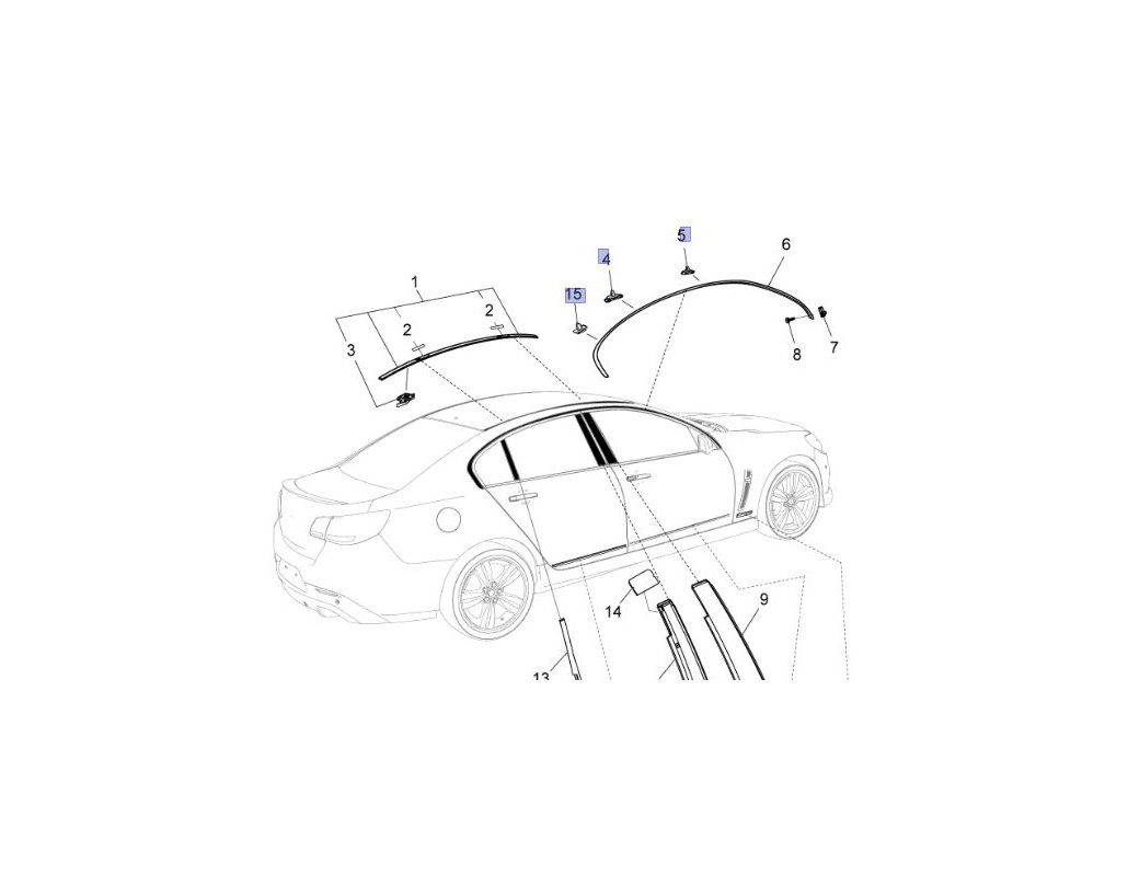 Genuine Holden Fitting Clips / Retainers For Gutter Moulds Mouldings Left & Right VE & VF Plus HSV VE E1 E2 E3 VF HSV Gen-F Clubsport All Sedan Models