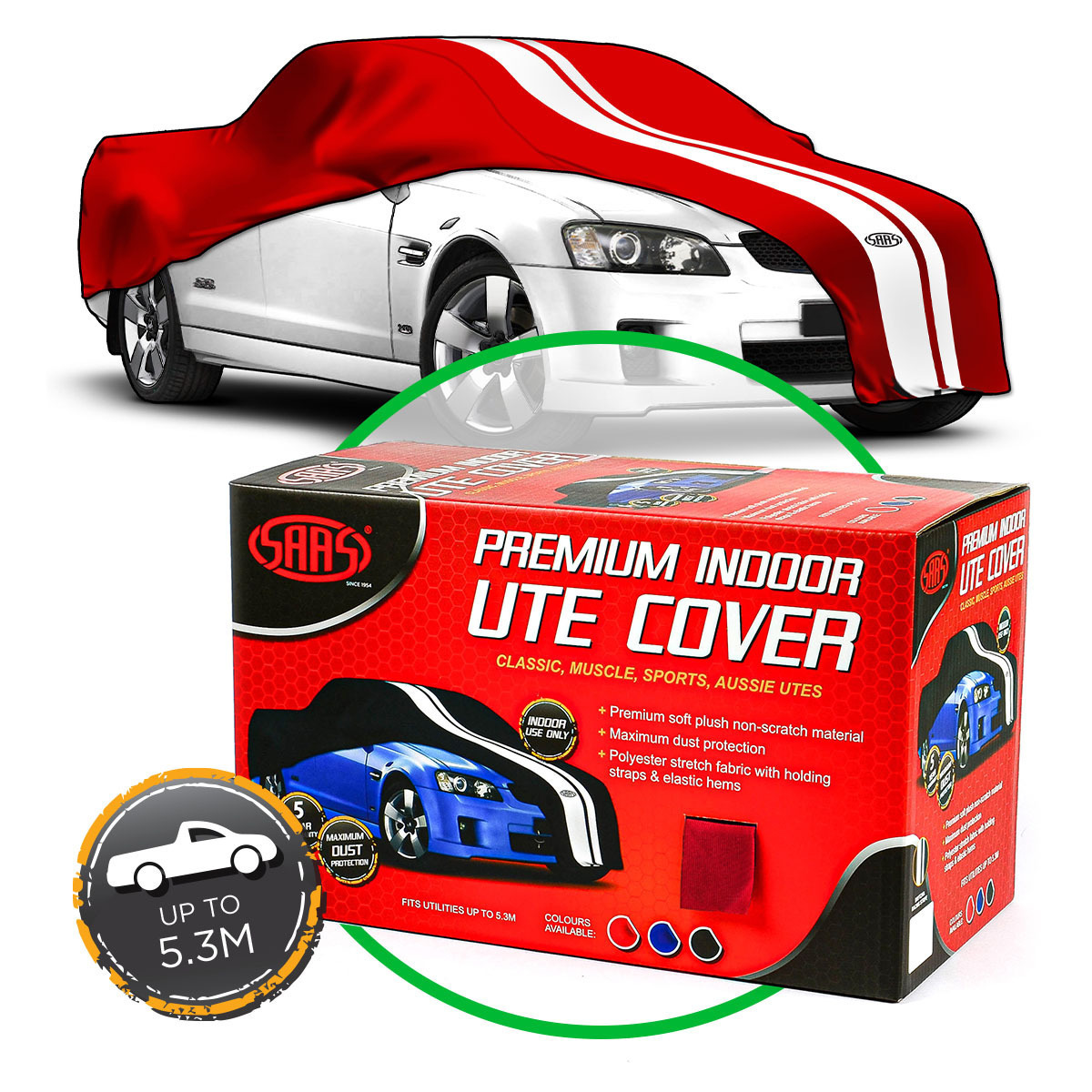 SAAS Indoor Classic Car Cover for Holden VE VF Commodore Maloo HSV SS SSV SV6 Storm Thunder - Red