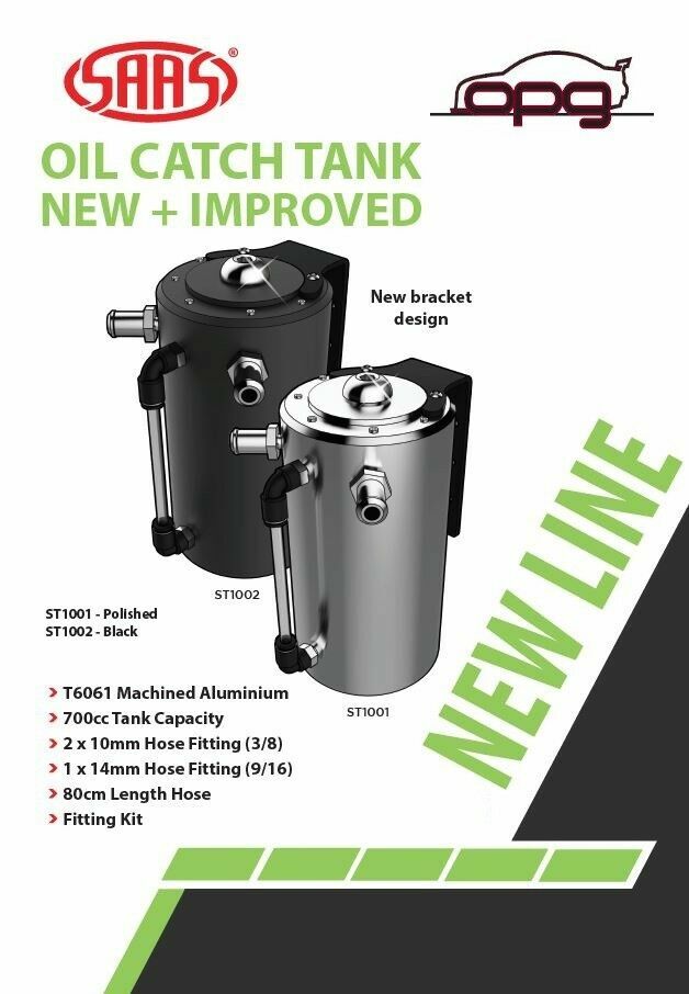 DRIFT D1-OCT-B 600cc Oil Catch Can – Black Alloy With Hose Outlets & Mounting Kit