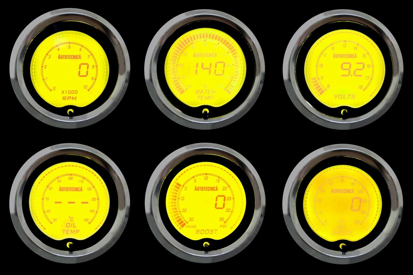 Autotecnica / SAAS Gauge Dash Pod LCD Gauge Combo Oil Temp & Pressure