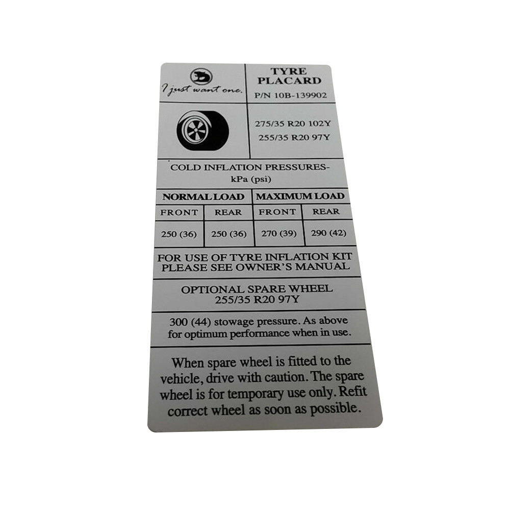 Genuine Holden Decal Tyre Placard for VE VF SS SV6 GENF HSV Commodore