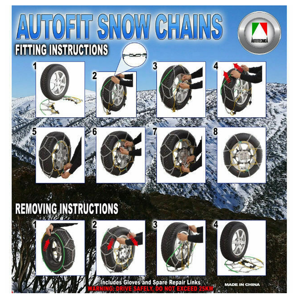 Autotecnica Snow Chain Kit for 4x4 4WD SUV 265/65 R18 With All Terrain