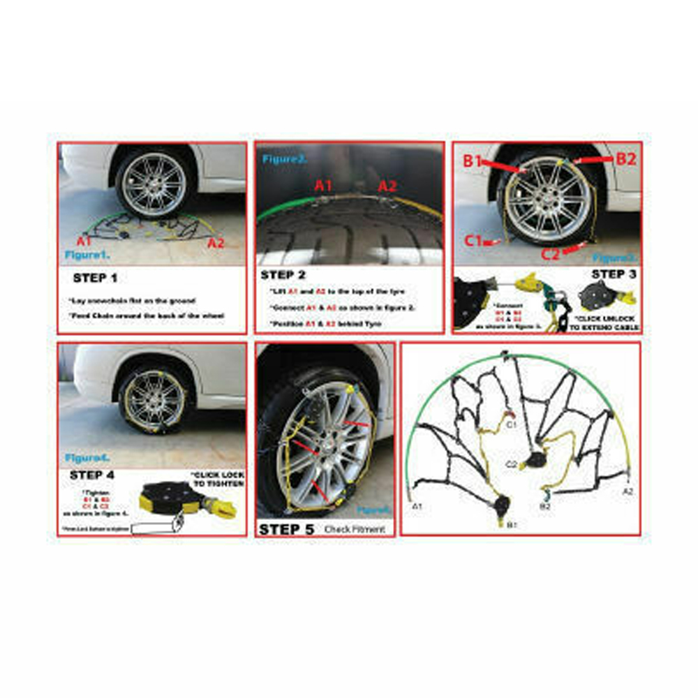 Autotecnica Snow Chain Kit Premium Autofit Clip On for Passenger Cars