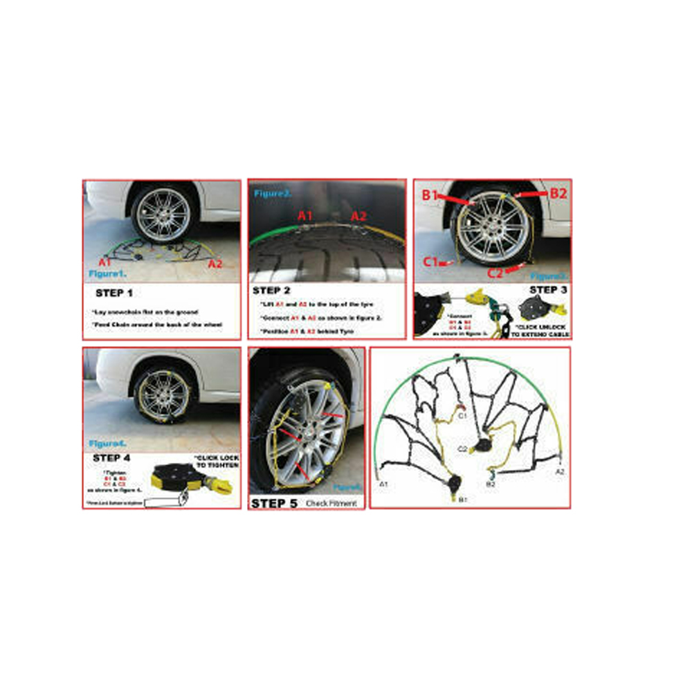 Autotecnica Snow Chain Kit Premium Autofit Clip On for SUV 4WD 4x4 Cars