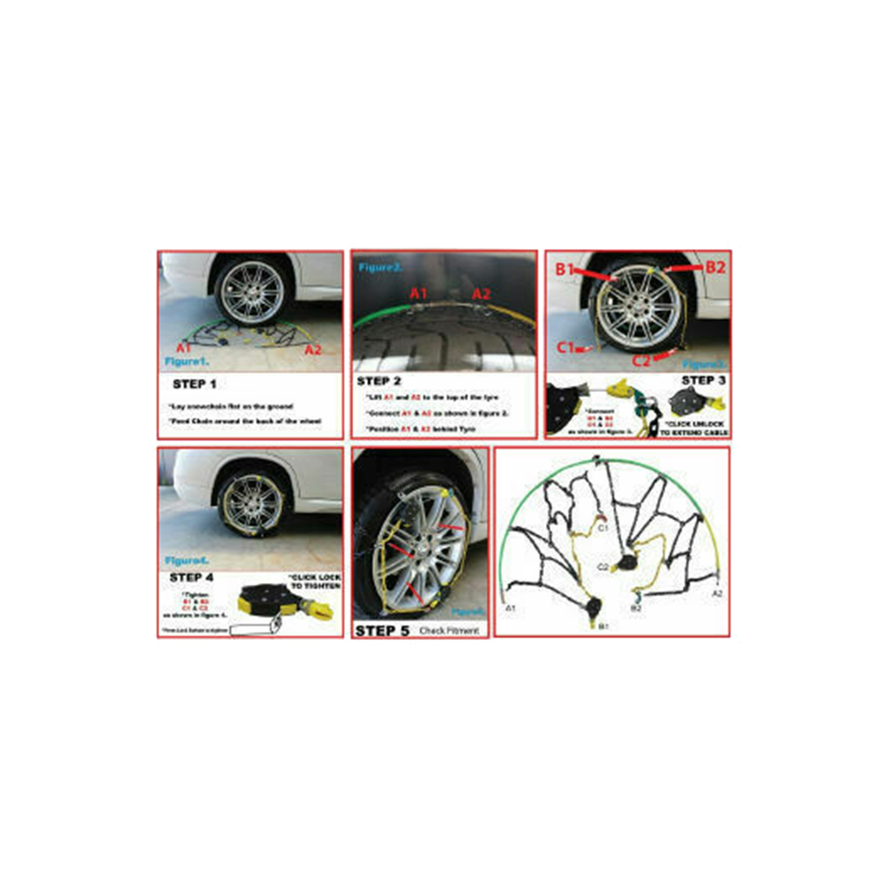 Autotecnica Snow Chain Kit Premium Autofit Clip On for SUV 4WD 4x4