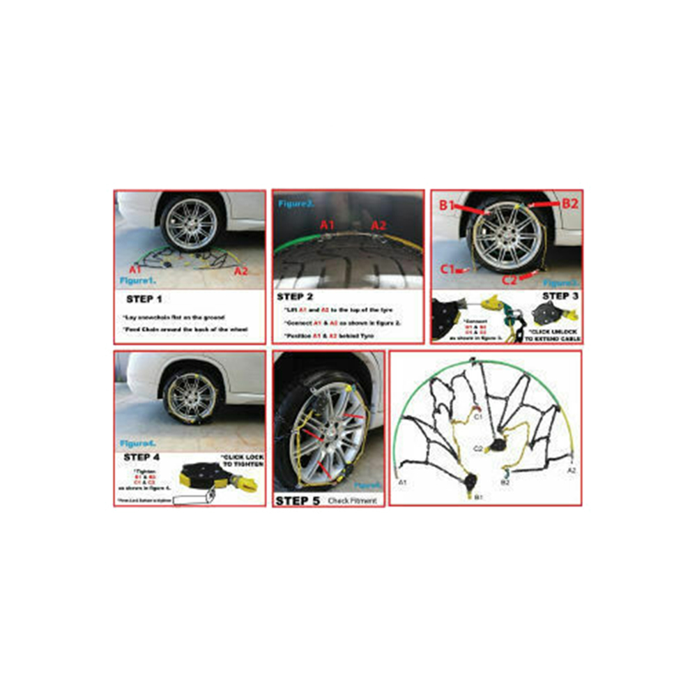 Autotecnica Snow Chain Kit Premium Autofit Clip On SUV Heavy Duty 4WD