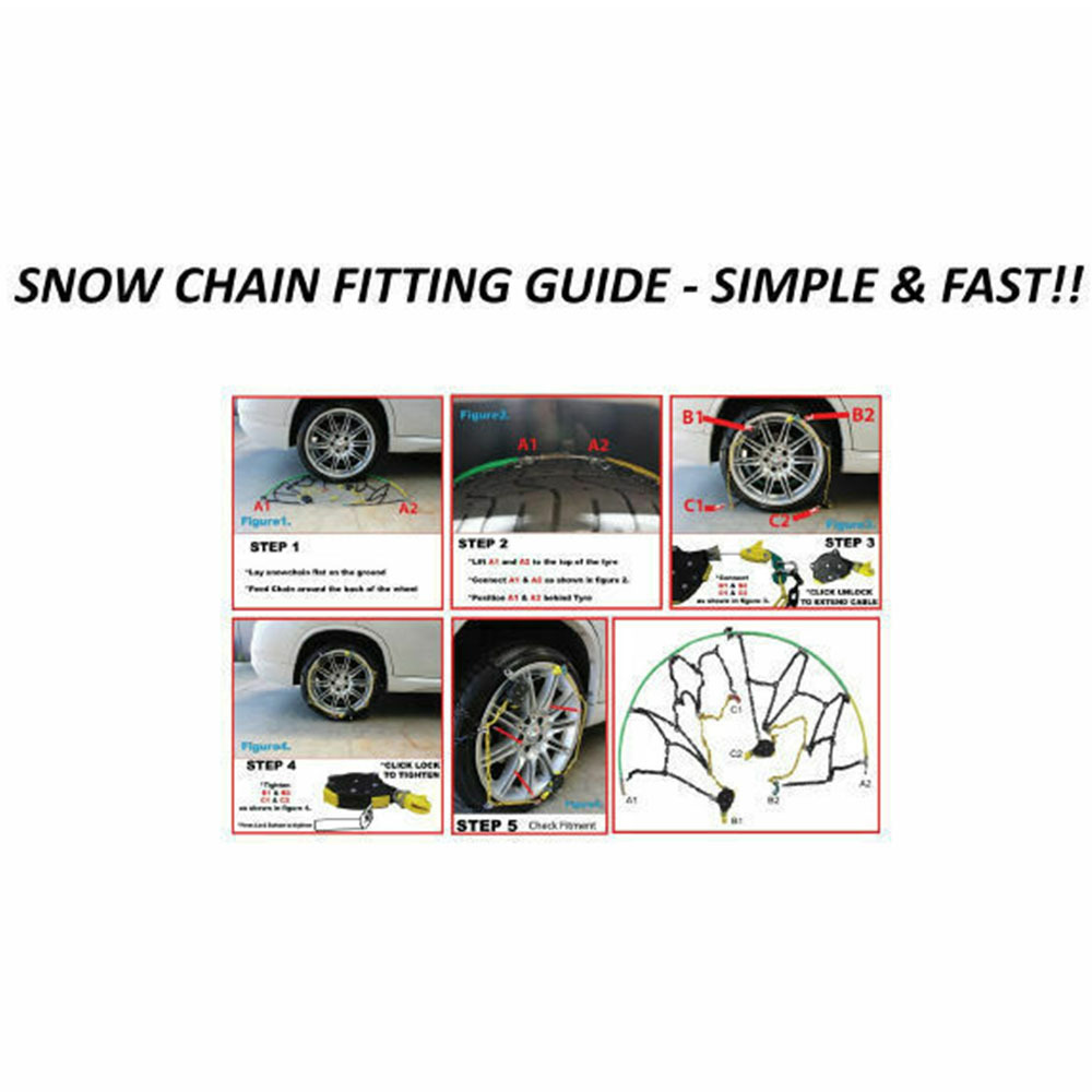 Autotecnica Snow Chain Kit Premium Autofit Clip On for SUV 4WD 4x4