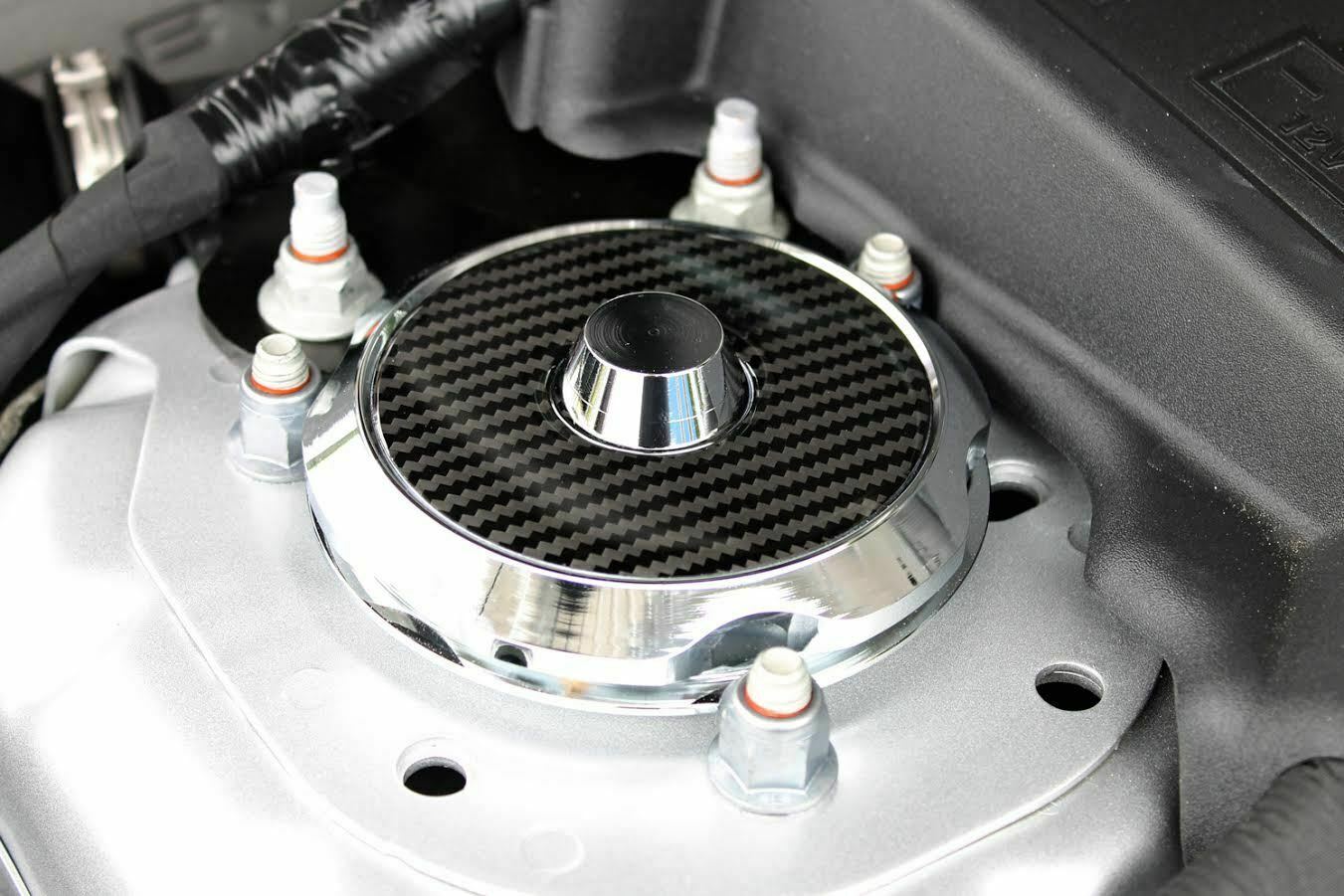 Carbon / Chrome Alloy Strut Tower Cap Kit for Ford Mustang GT 5.0 Litre