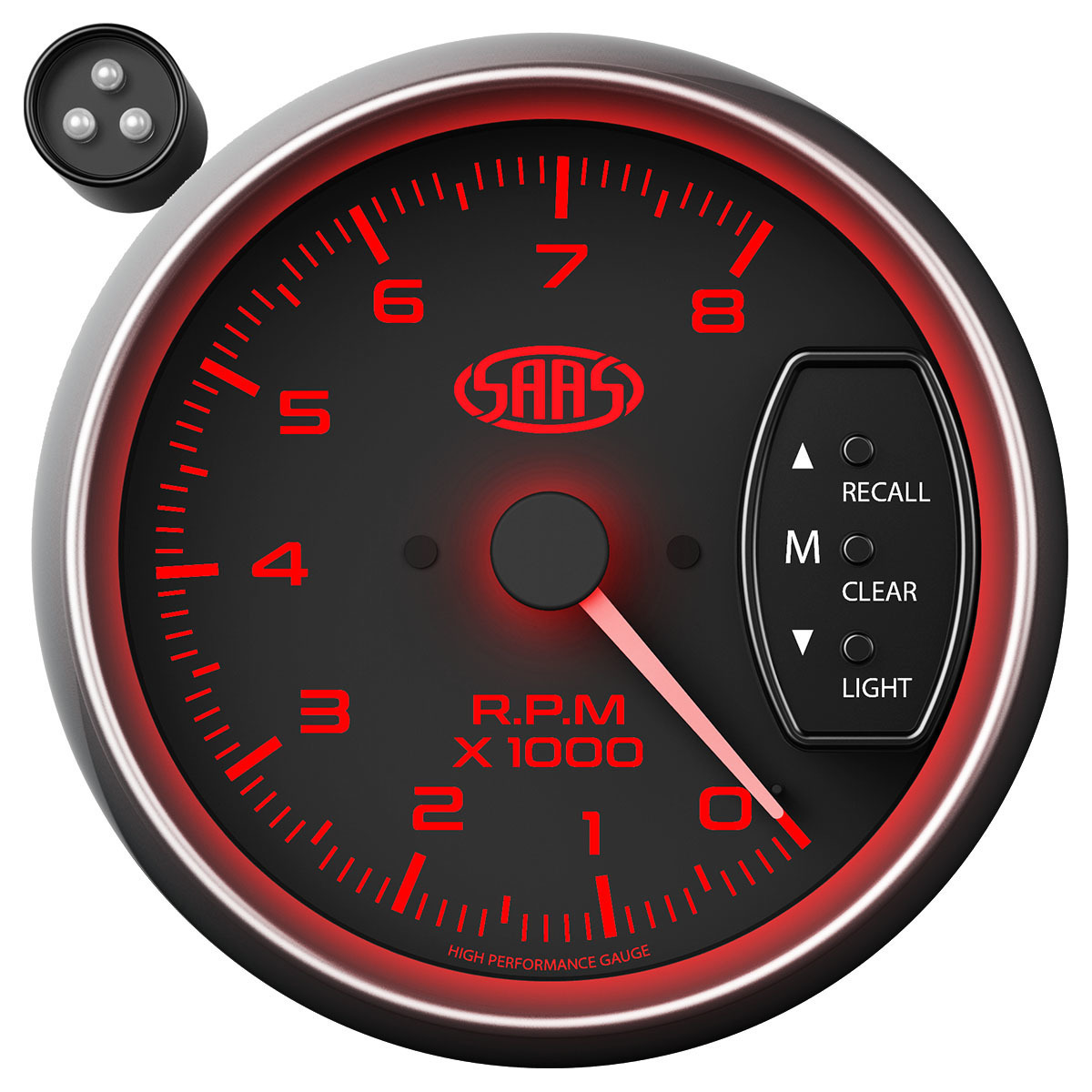 BCSMMCAR 3.75” Chrome Tachometer With Shift Light – 0-8000RPM, 7-Color Backlight, Universal
