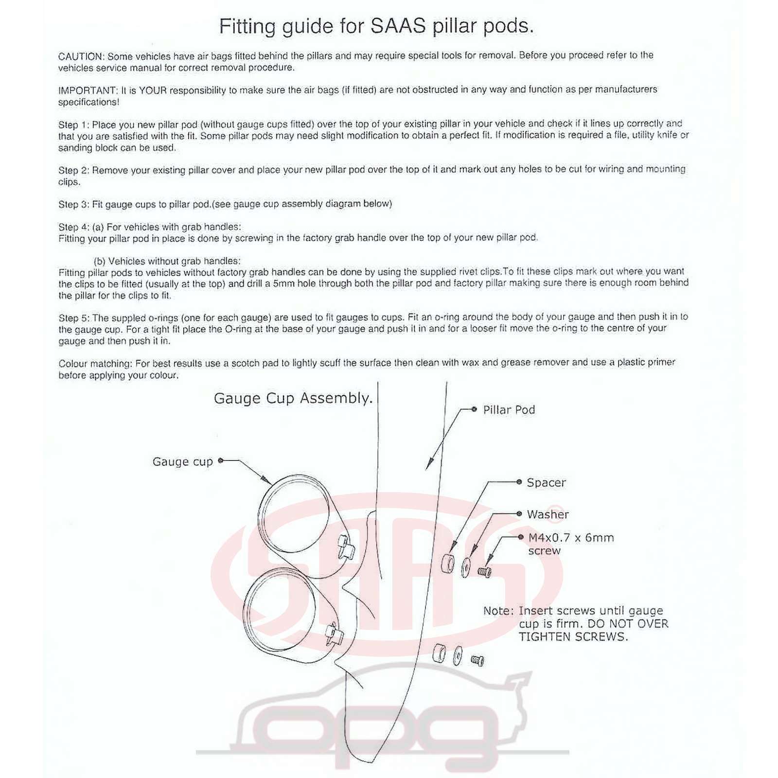 Genuine SAAS Gauge Pillar Pod Ford PX2 PX3 Ranger for 52mm Gauges 2015
