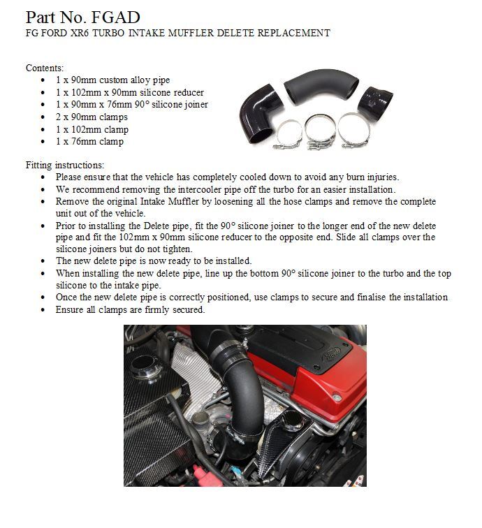 Autotecnica High Performance Blue Air Intake Muffler Delete Pipe Kit 3.