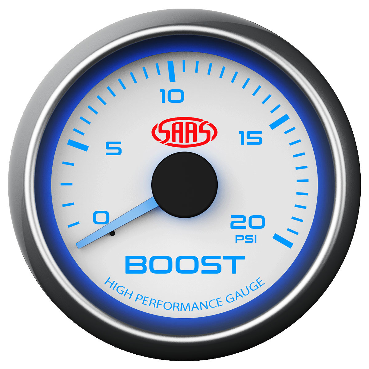 SAAS SGTBD52BW1 52mm 2in Turbo Diesel Boost Gauge 20 PSI Range White