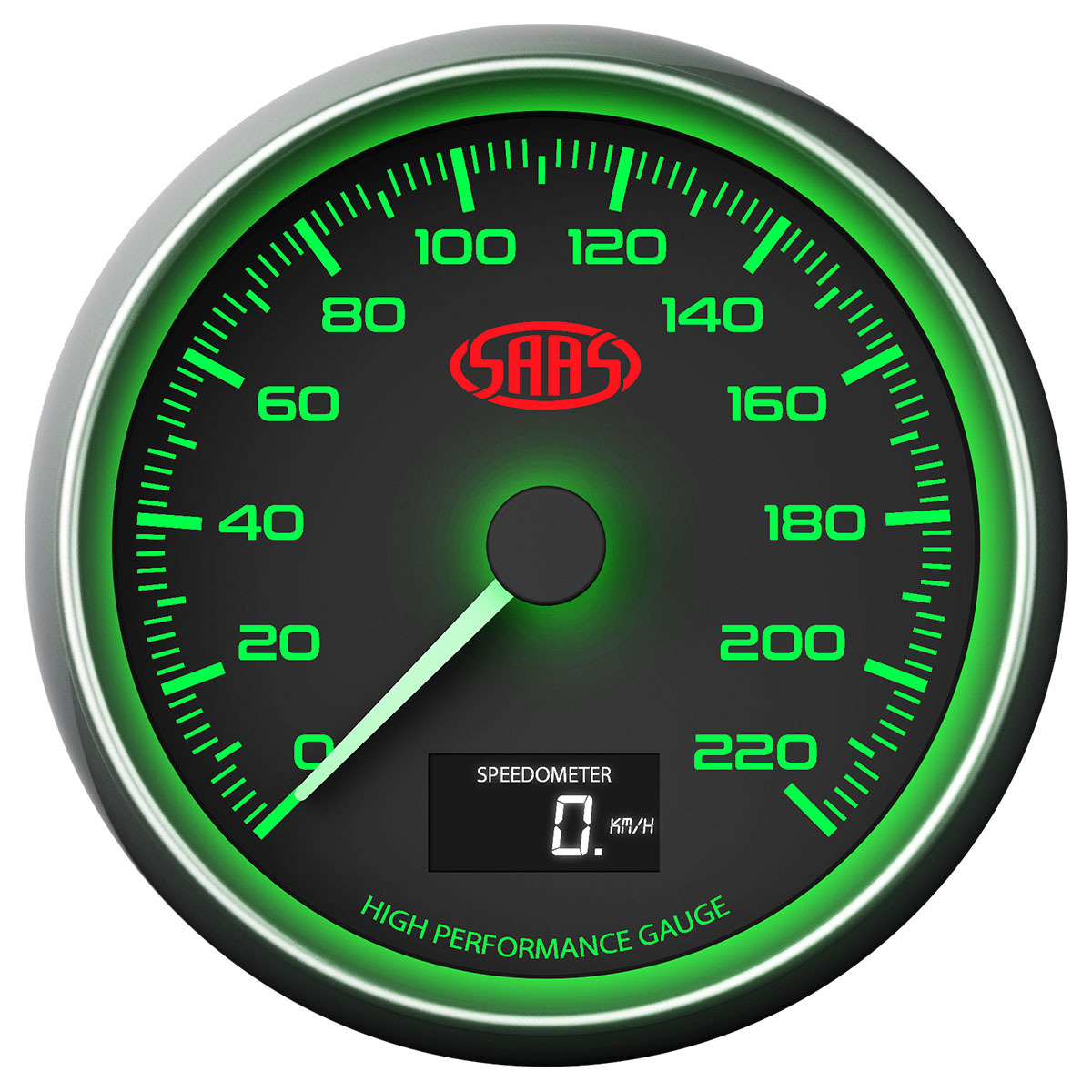 SAAS Speedometer Speedo 0220 Kph 3 1/2" 90mm in Dash Black Muscle