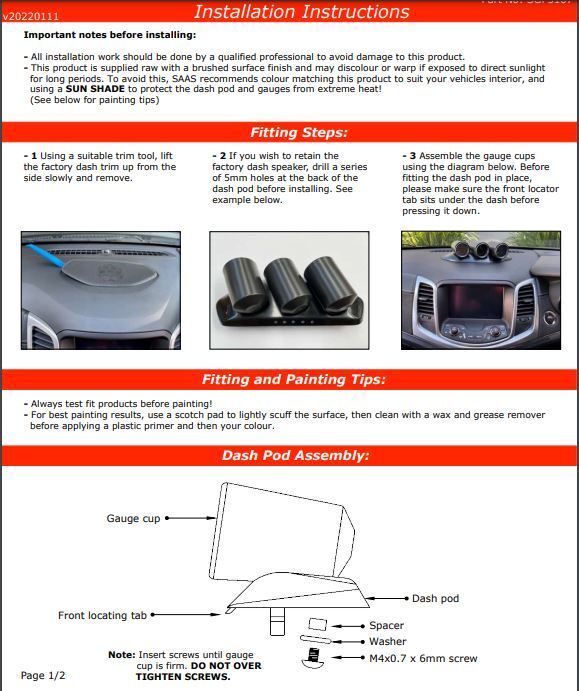 Genuine SAAS Gauge Dash Pod for Holden / HSV VF WN Caprice Evoke Calais