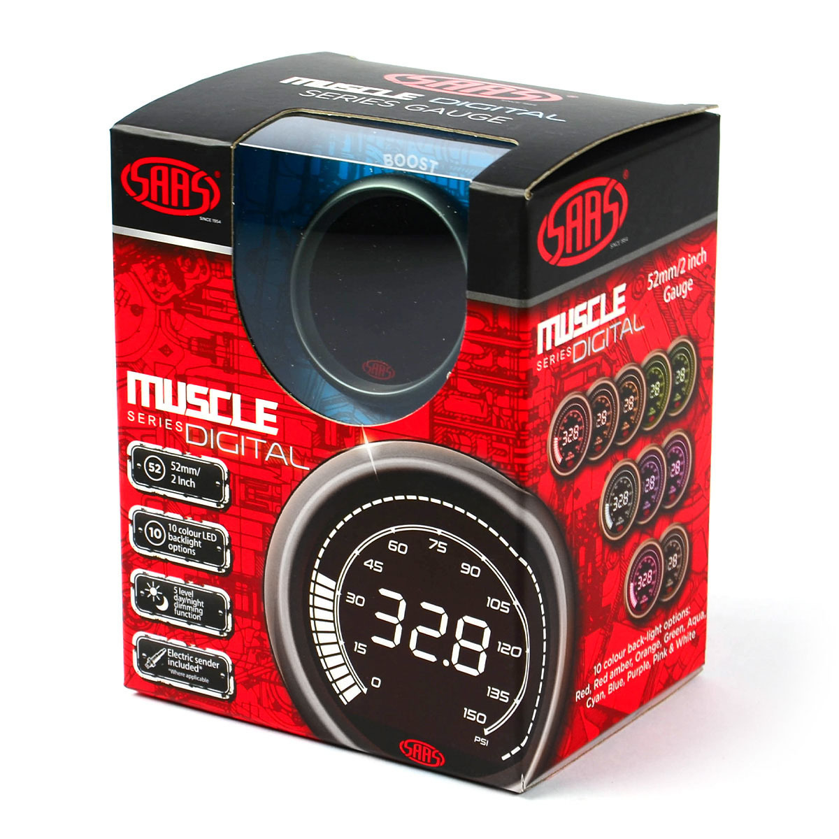 SAAS Muscle Digital Series Gauge Combo Package EGT Pyro 0900Deg And