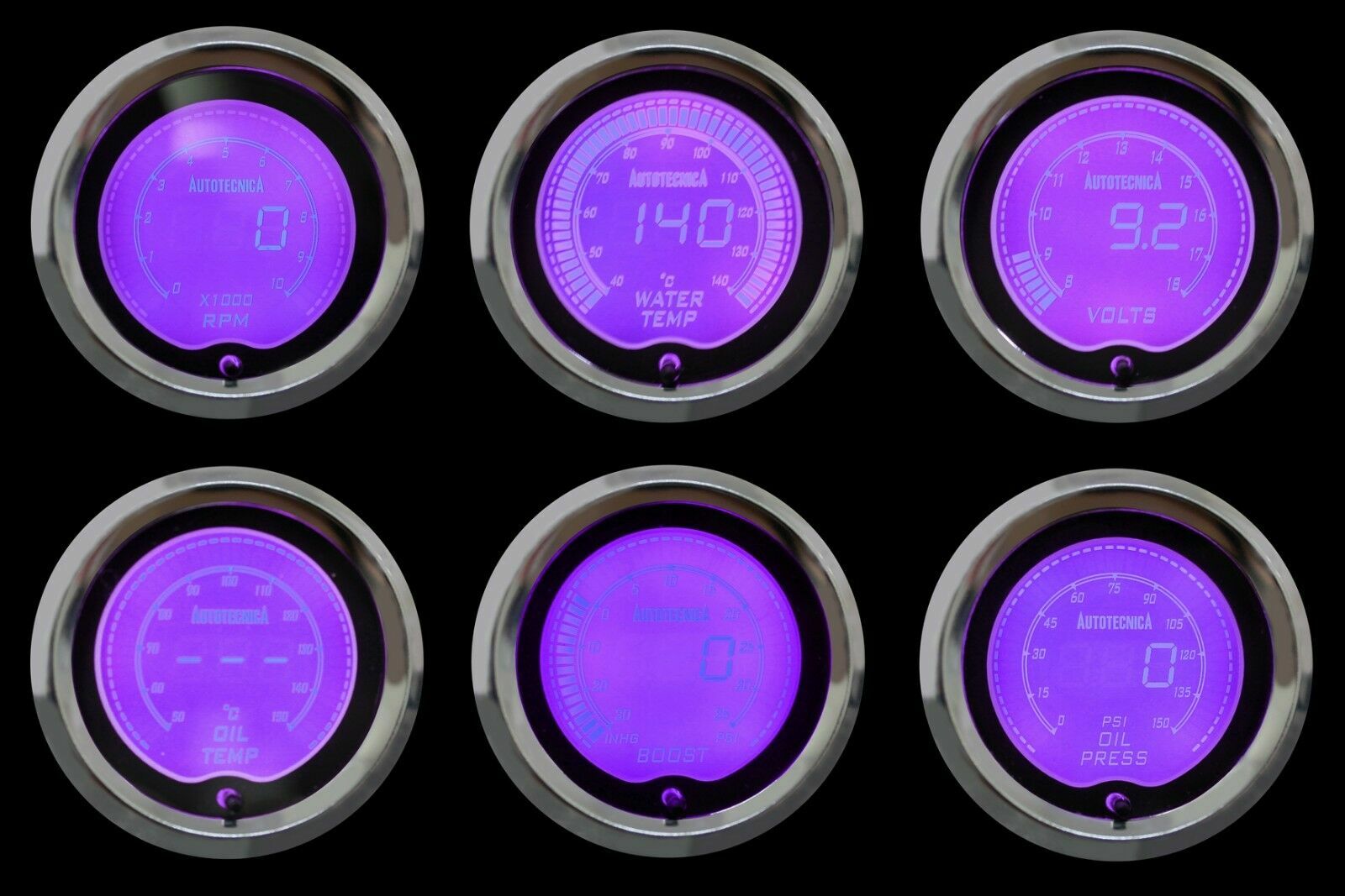 Autotecnica / SAAS Gauge Dash Pod LCD Gauge Combo Oil Temp & Pressure