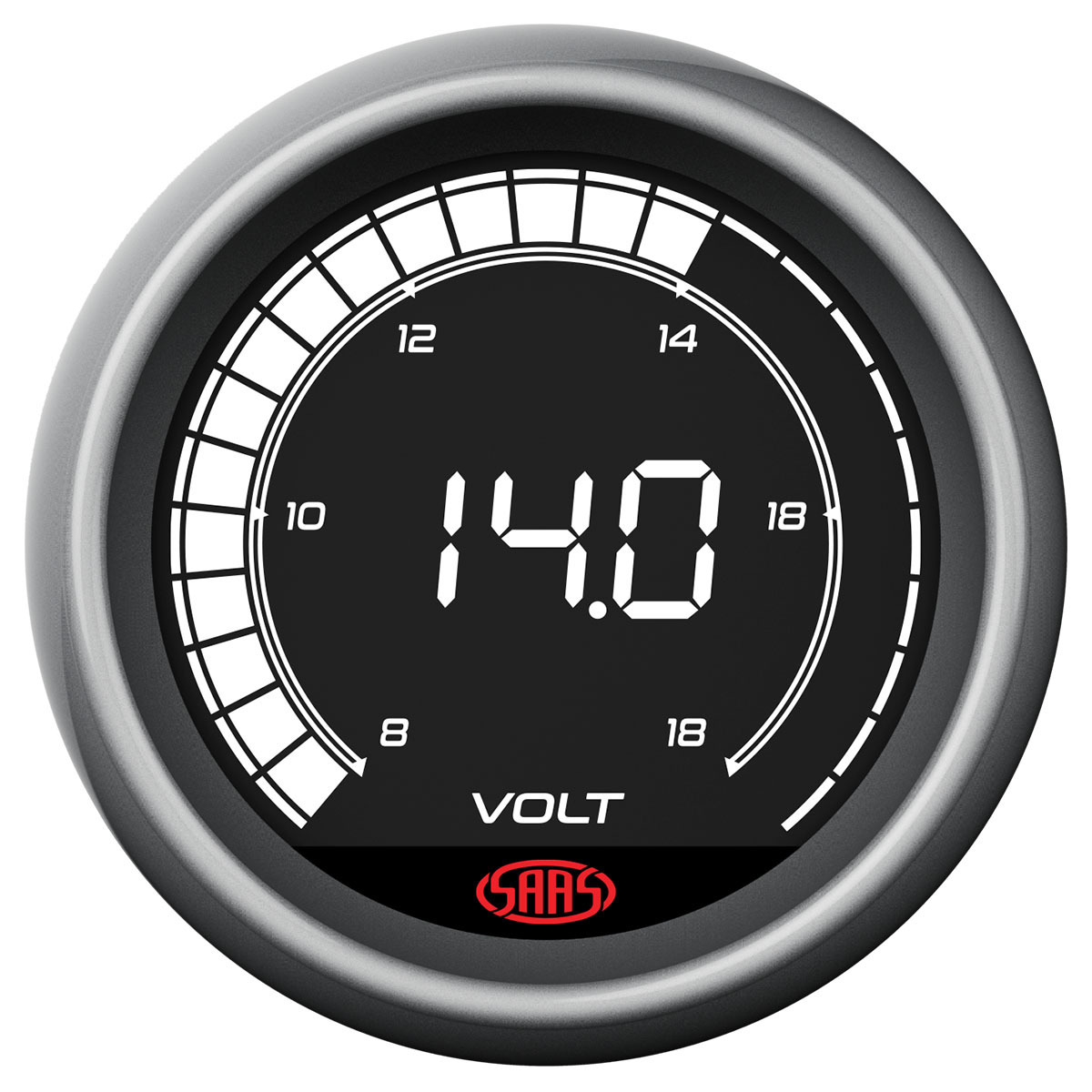 Speco Sports 524-22 52mm (2") Analog Volt Gauge – Silver, Illuminated, Universal Fit