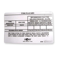 Genuine HSV Decal Tyre Placard for VT VX VY VZ HSV 18" (245/45 R18)