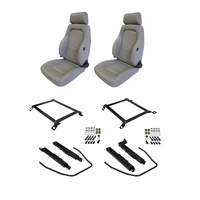 Autotecnica Sports Bucket Seats Series 3 (Pair) 4WD Grey PU Leather For Hilux KUN26 Dual Cab  Seats & Rails 2007-2014
