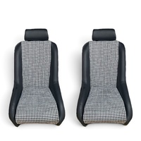 Autotecnica Low Back With Headrests PU Leather Bucket Seats Car Fixed Back - Black And Houndstooth Material Suitable For Early Porsche 911 964 993 996