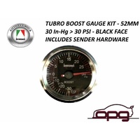 Autotecnica Performance Turbo Boost 52mm / 2" Analog Gauge 30 IN-HG > 30 PSI Black Face