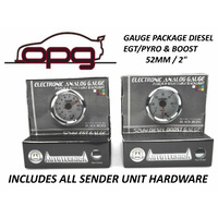 Autotecnica Performance Diesel - EGT Pyro & Boost Gauge 52mm Analog Gauge Bundle White Face 