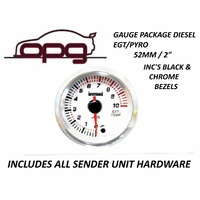 Autotecnica Performance Pyro EGT Exhaust Temp 52mm Analog Gauge White Face 7 Colour Lighting