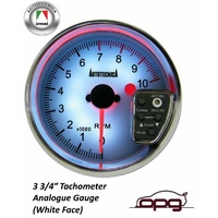 Autotecnica Performance Tachometer 3 3/4" Analog Gauge White Face 7 Colour Lighting Tacho RPM