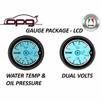 Autotecnica Gauge Package LCD Digital 52mm Water Temp / Oil Presure & Dual Volts