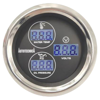 Autotecnica Water Temperature / Oil Pressure / Volts 52mm LCD 3 in 1 Gauge