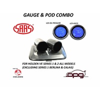 Genuine SAAS Gauge Dash Pod & Gauge Package for Holden VE Omega SV6 Series 1 & 2 Volts + Oil 
