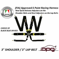 Autotecnica Monza - Racing Harness 6 Point 3" / 3" Lap Straps Rotary Buckle - Fia / Cams App