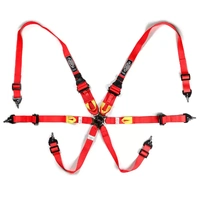 Genuine SAAS Harness FIA Approved 6 Point HANS Homologated 3" - 2" Red