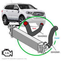 Genuine SAAS SSH2501-KIT For Ford Everest UA-UA2 3.2L Silicone Intercooler Pipe and Clamp Kit 2015-2020