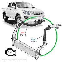 Genuine SAAS Intercooler Black Alloy Pipe Kit for Isuzu DMAX/MUX 3.0L 12 - 16