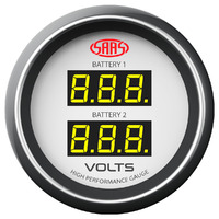 Genuine SAAS Muscle 52mm Voltage Gauge - Dual Digital 8-18V 4 Colour Display Genuine SAAS 2" White