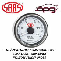 Genuine SAAS EGT Pyro 52mm 300>1300 Deg - Analog Electric Gauge White Face Grey Ring