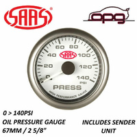 Genuine SAAS SG-OP258W White Oil Pressure Gauge 2 5/8" Electrical Multi Color Led