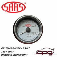 Genuine SAAS Performance Oil Temp 67mm 2 5/8 Inch 140>300f Analog Gauge White 4 Colour