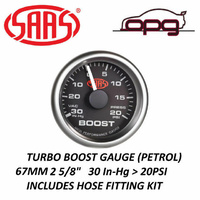 Genuine SAAS SG-TB258B Performance Turbo Boost 2 5/8" 67mm 30 IN-HG >20 PSI Analog Gauge