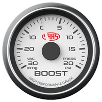 Genuine SAAS Performance Turbo Boost 2 5/8" 67mm 30 IN-HG > 20 PSI Analog Gauge White