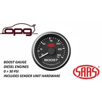 Genuine SAAS Boost 52mm 2" 0>30 PSI Analog Gauge Black Face 4 Colour Lighting Diesel