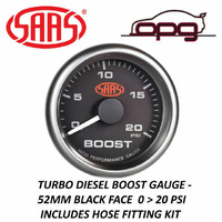 Genuine SAAS SG-TBD52B1 Turbo Diesel Boost 52mm Gauge Black Face 0-20psi