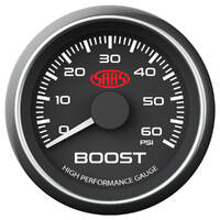 Genuine SAAS SG-TBD52B2 Supercharged Boost 52mm 2" 0>60 PSI Analog Gauge Black Face 4 Colour Lighting