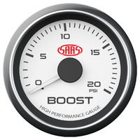 Genuine SAAS SG-TBD52W1 Diesel Turbo Boost Gauge White Face Mechanical 0 > 20 PSI 52mm