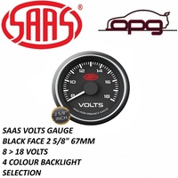 Genuine SAAS SG-VLT258B Performance Volts 2 5/8" 67mm Analog Gauge Black Face 4 Colour