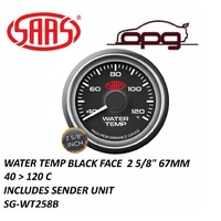 Genuine SAAS SG-WT258B Performance Water Temp 67mm 2/ 5/8" 40>120 Deg Analog Gauge Black