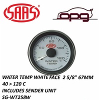 Genuine SAAS SG-WT258W Performance Water Temp 2 5/8" 67mm 40 >120 Deg Analog Gauge White